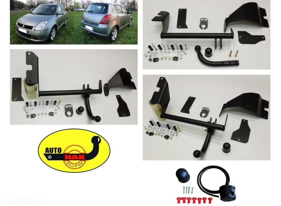 Markowy Kompletny Nowy Hak Holowniczy Auto-Hak Słupsk + Kula + Wiązka do Suzuki Swift 3/5-Drzwi Hatchback HTB 2/4 WD od 2005 do 2010 GWARANCJA HIT - 1