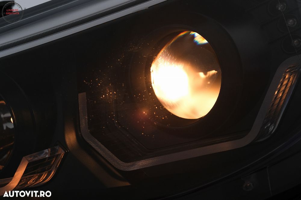 Faruri 3D LED Angel Eyes BMW Seria 5 E60 E61 (2003-2007) LCI Design Negru- livrare gratuita - 9