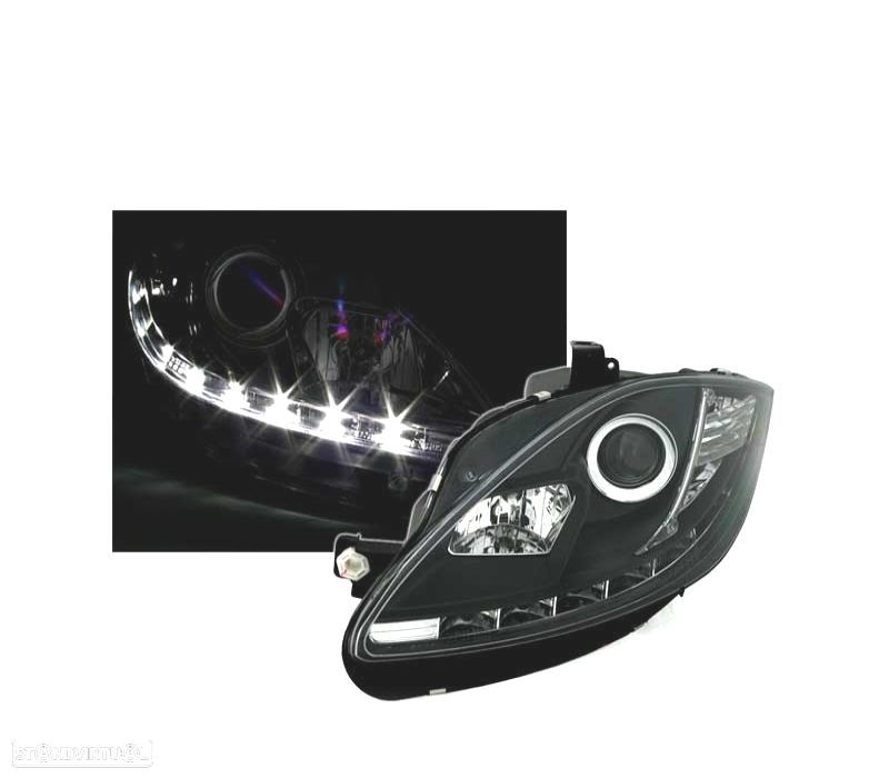 FARÓIS SEAT LEON ALTEA 09-12 TRU DRL LUZ DIURNA REAL FUNDO PRETO - 2