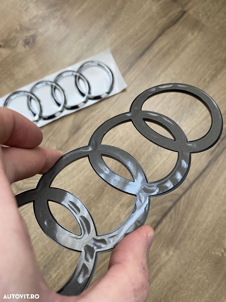 Emblema Semn Logo Spate Audi A5 A7 Curbata Concava Negru Neagra Crom - 6