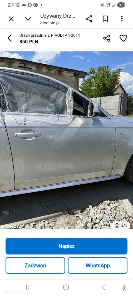 DRZWI  AUDI A4 2011 sedan - 4