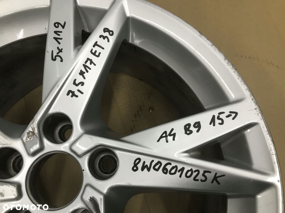 Felga Audi A4 B9 A5 8W F5 15-24r. 7,5jx17 ET38 5x112 pojedyncza sztuka ALUMINIOWA 17 cali 8W0601025K - 5