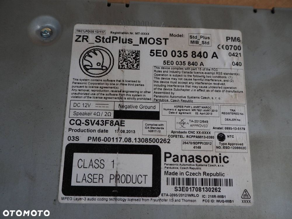 radio czytnik sd mmi skoda octavia iii 5e0035840a panasonic - 4