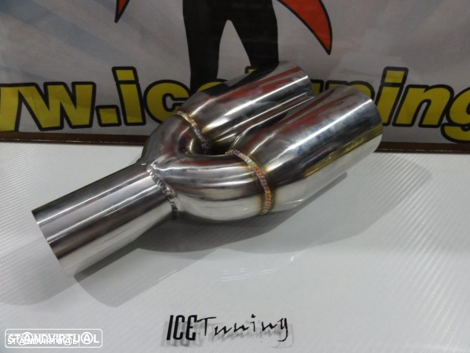 Ponteiras de escape 100% inox de dupla saída 2x 89mm x 340MM - 8