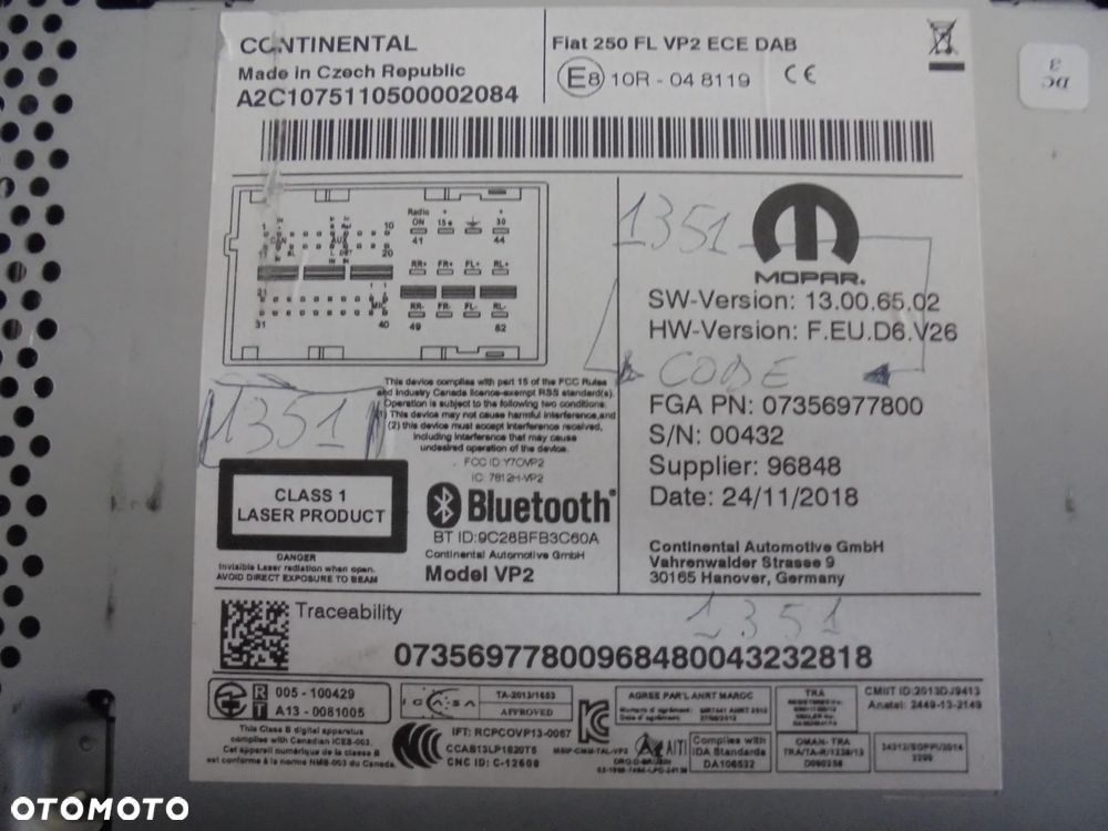 7356977800 RADIO FIAT DUCATO 2012- DOTYKOWE - 2