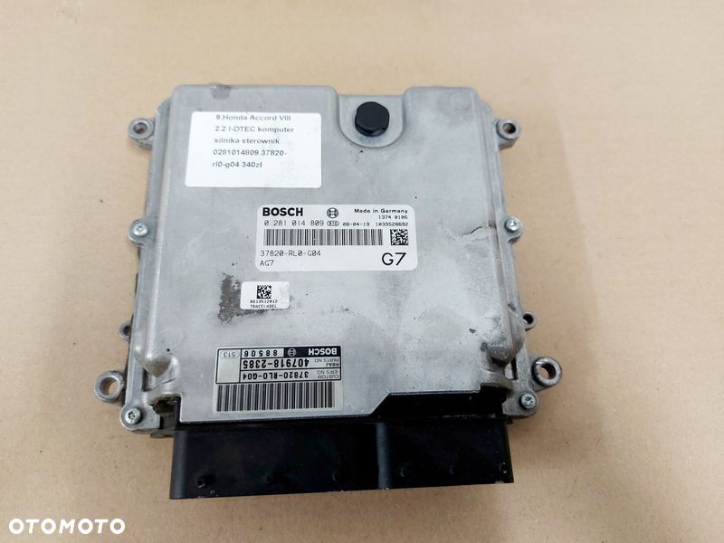 HONDA ACCORD 8 VIII 2.2 I-DTEC KOMPUTER STEROWNIK SILNIKA ECU 0281014809 37820-RL0-G04 - 1