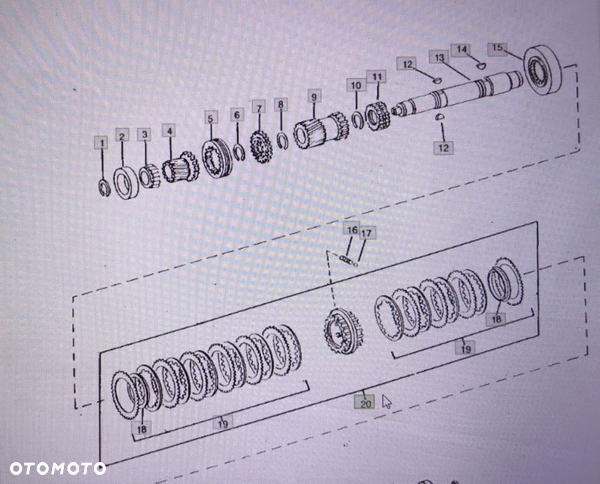 John Deere RE238219/synchronizator komplet/John Deere 4555/4755/4955/ Nr części RE238219