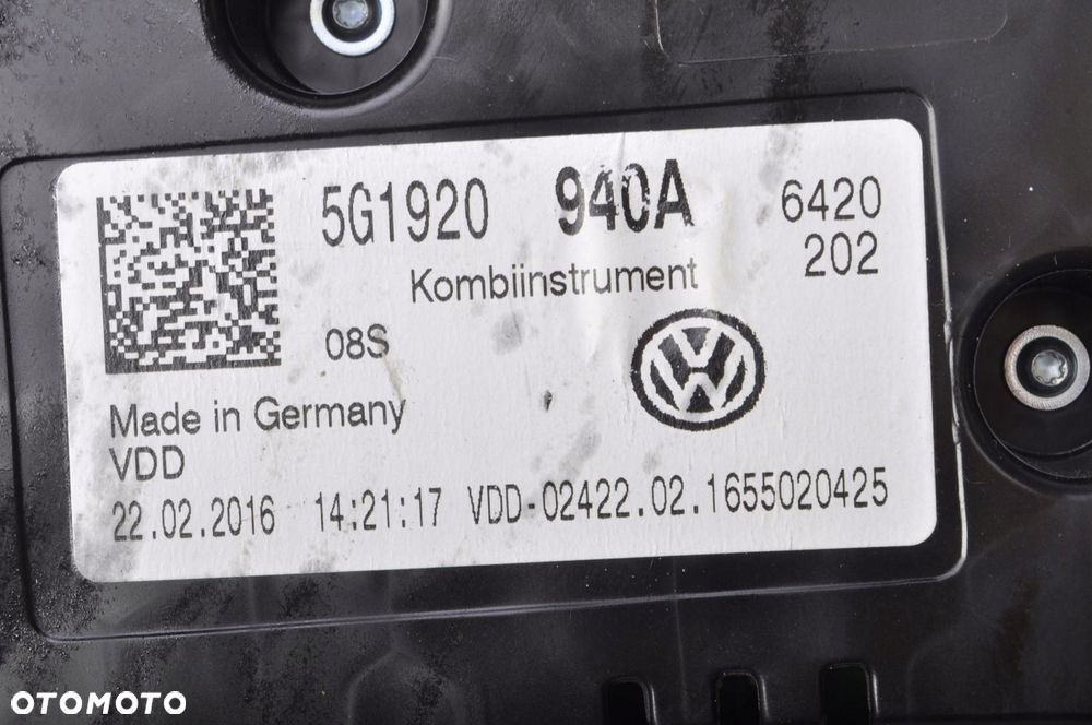 VOLKSWAGEN GOLF VII 1.4 TSI LICZNIK ZEGARY 5G1920940A - 8