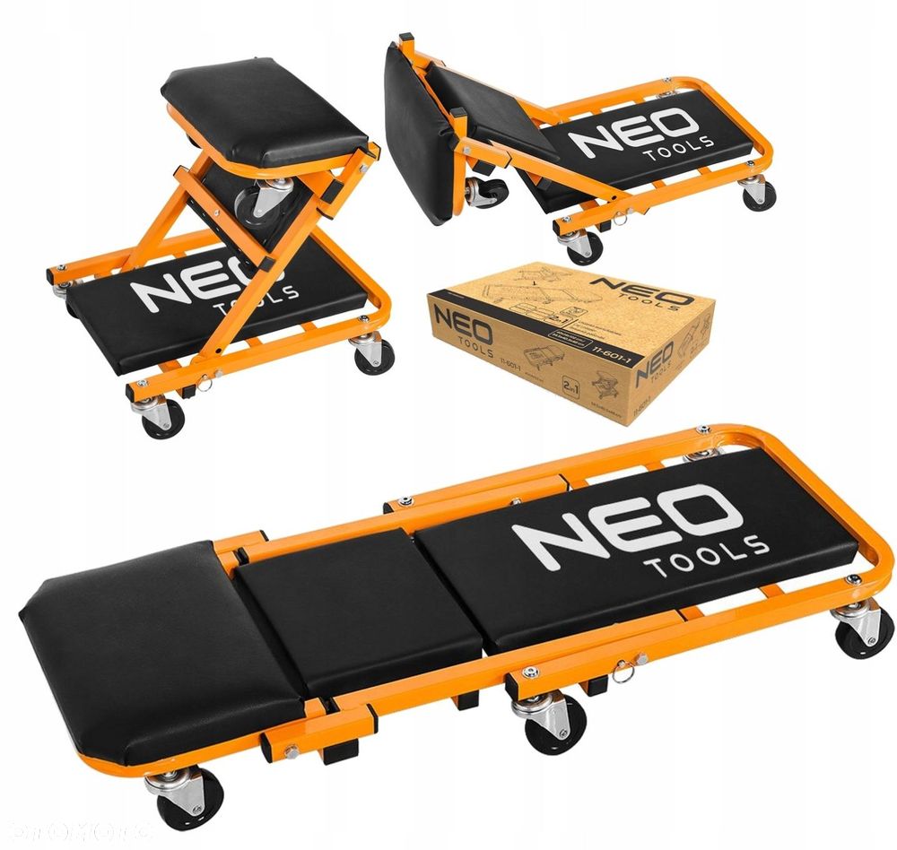NEO TOOLS LEŻANKA WARSZTATOWA SKŁADANA TABORET SIEDZISKO 2w1 WÓZEK 11-601-1 - 1
