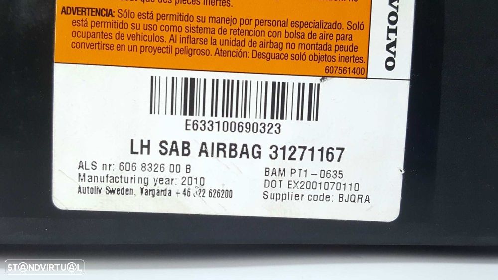AIRBAG DO ASSENTO ESQUERDO VOLVO XC90 D5 SUMMUM (5 ASIENTOS) (136KW) - 3