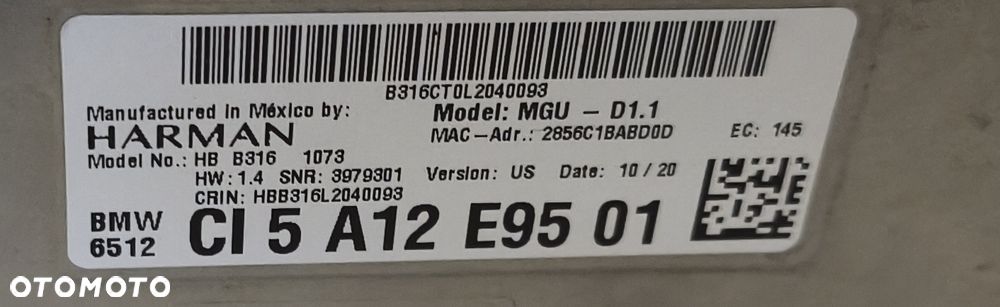 BMW X5 G05 20r NAWIGACJA CZYTNIK 5A12E95 - 2