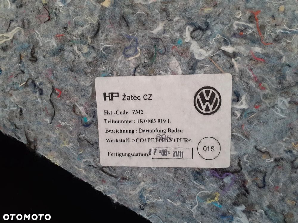 VW GOLF VI WYGŁUSZENIE WYKŁADZINA PODŁOGI 1K0863919 - 2