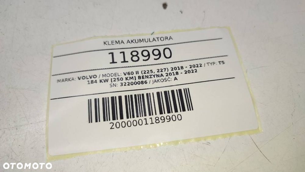 KLEMA PLUSOWA AKUMULATORA VOLVO V60 II S60 32200086 - 6