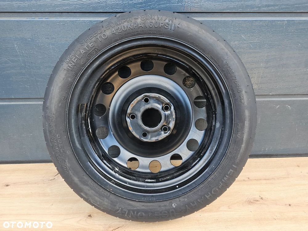 KOŁO DOJAZDOWE ZAPAS ZESTAW LEWAREK VOLKSWAGEN GOLF PASSAT JETTA CADDY SHARAN 16 CALI 5x112 ET25,5 - 16