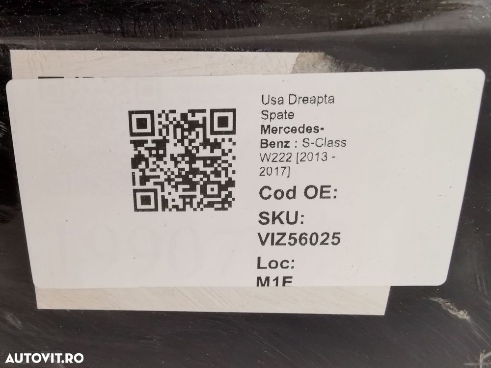 Usa Dreapta Spate Mercedes-Benz  S-Class W222 2013 2014 2015 2016 2017 - 8