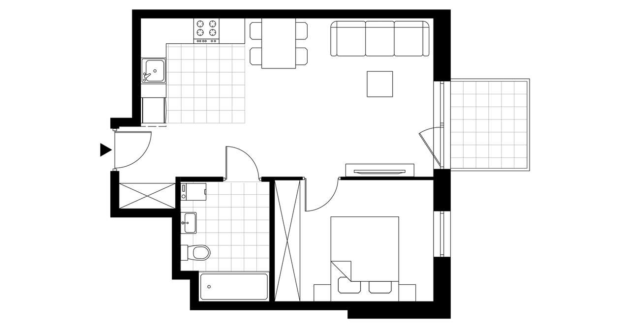 2-pokojowe mieszkanie 42m2 + balkon Bezpośrednio - Pełny obrazek: 2/9