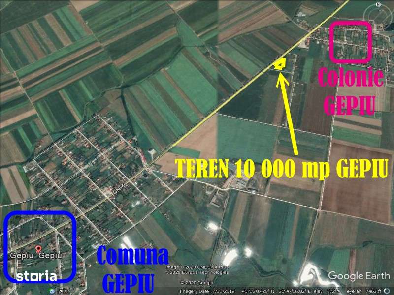 Teren intravilan Gepiu 10 000 mp Fs 174 metri drum E671 Oradea - Arad - Imagine principală: 3/10