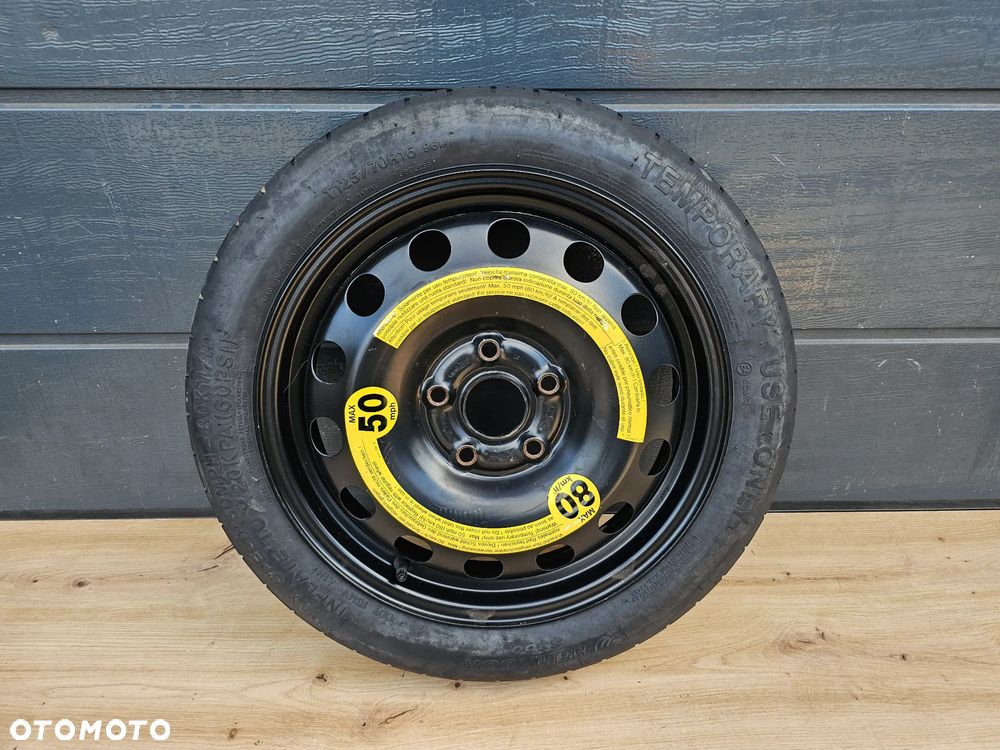 KOŁO DOJAZDOWE ZAPAS ZESTAW LEWAREK VOLKSWAGEN GOLF PASSAT JETTA CADDY SHARAN 16 CALI 5x112 ET25,5 - 11