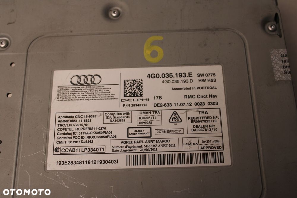 audi a7 c7 4g 10r- radio nawigacja czytnik 4g0035193e - 2
