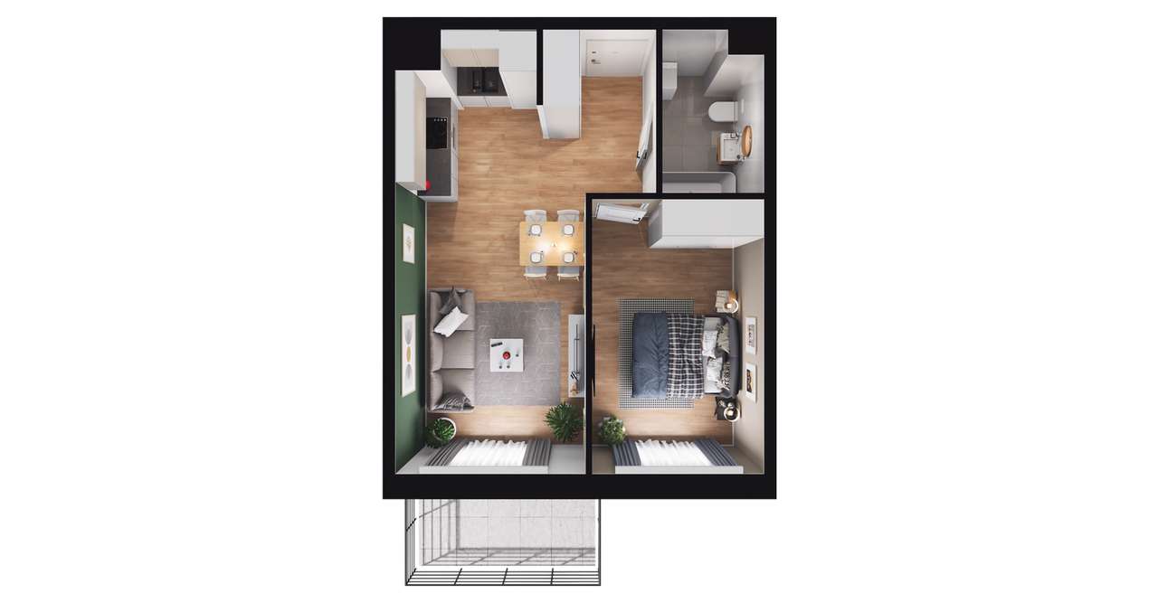 2-pokojowe mieszkanie 40m2 + balkon Bezpośrednio - Pełny obrazek: 2/23