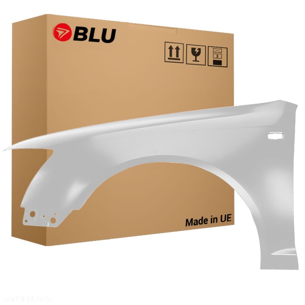 BLU Błotnik Audi A6 C6 LY9C Lewy Biały 2004-2008 przód IbisWeiss