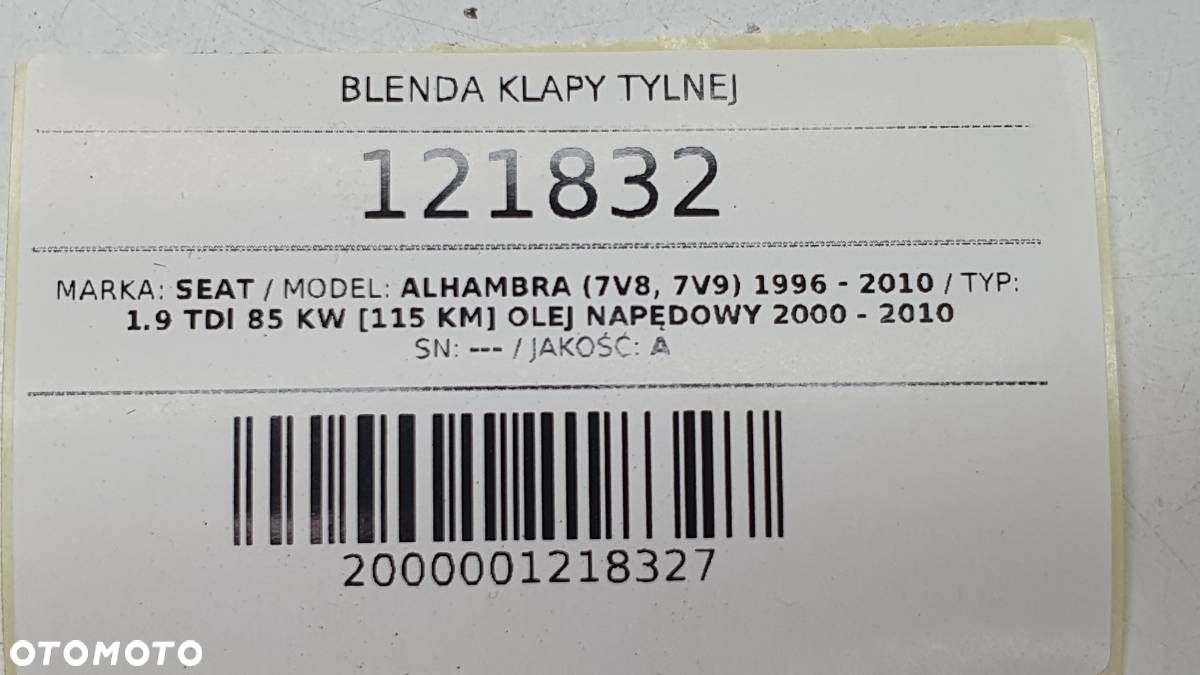 BLENDA KLAPY TYŁ TYLNEJ BAŻNIKA SEAT ALHAMBERA I 964579 - 12