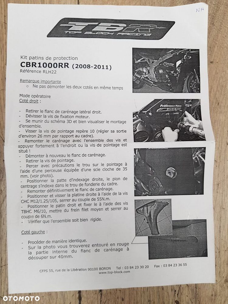 Crash pady Top Block Racing RLH22 Honda CBR 1000RR 08-11 - 2