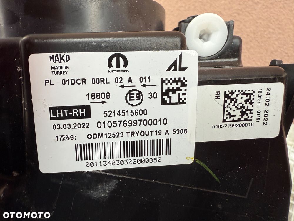 Lampa przednia FIAT TIPO II XENON LED PRAWA EUROPA ORYGINALNA AL MOPAR - 6