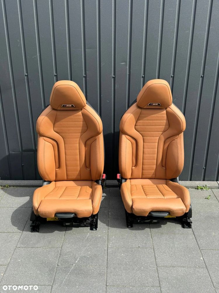 FOTELE TAPICERKA BMW M2 G87 SPORTOWE SKÓRA VERNASCA COGNAC SZWY SZARE - 1
