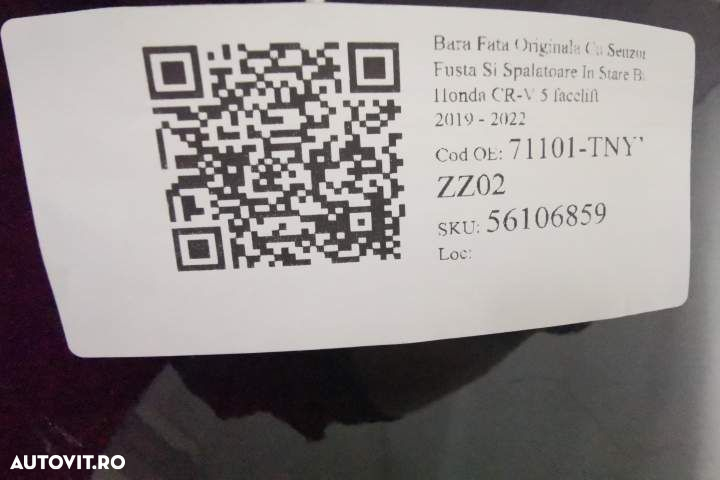 Bara Fata Originala Cu Senzori Fusta Si Spalatoare In Stare Buna Honda - 8