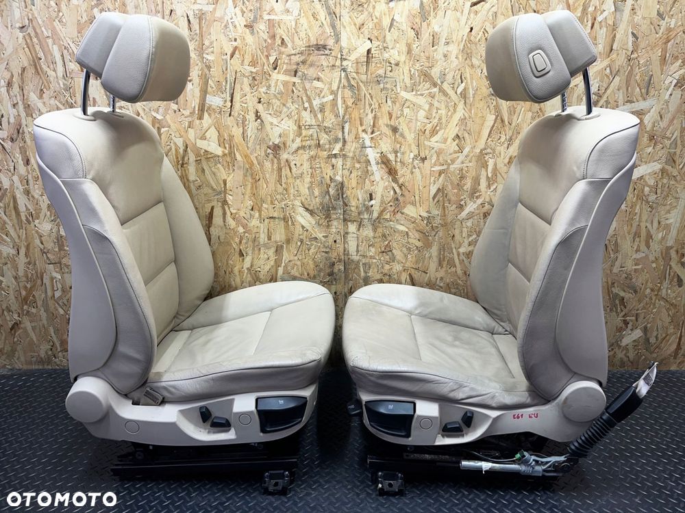 komplet fotele kanapa boczki tapicerka kremowa skÓra europa bmw e61 lift - 14