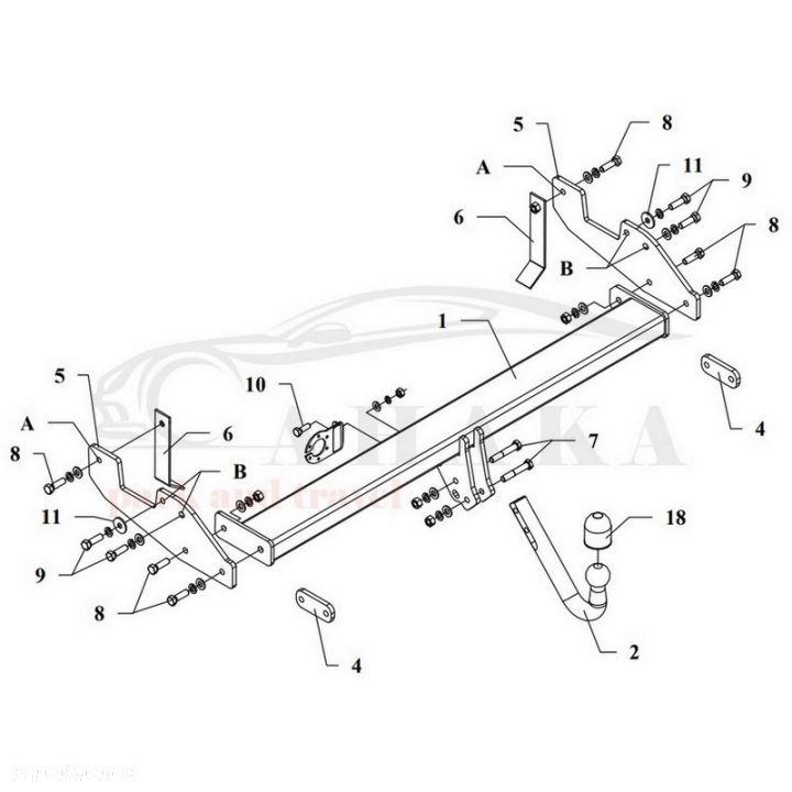 Hak Holowniczy Odkręcany Do Toyota Hilux 2005-2010 (Podwójna Kabina, Tylko 4X4) - 2