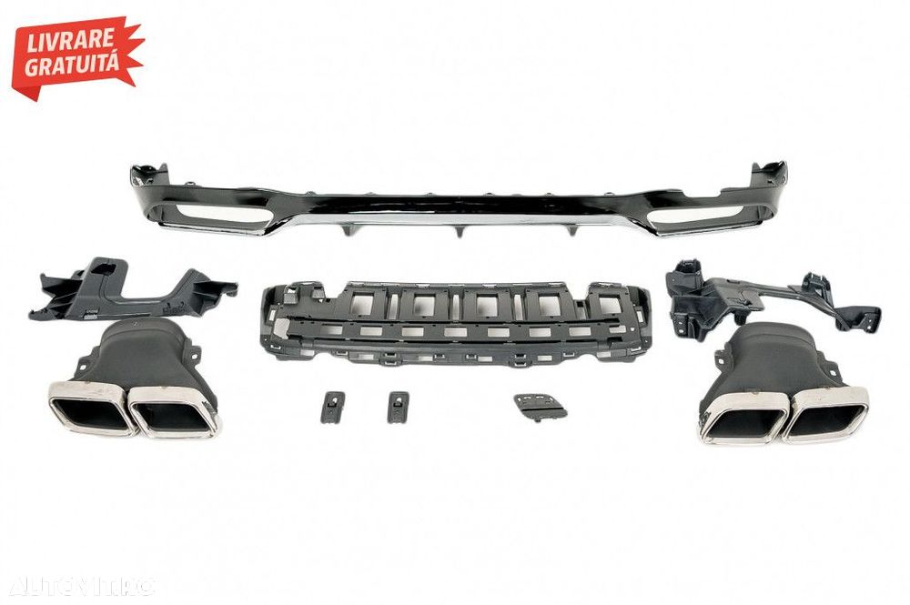 Difuzor Bara Spate cu Ornamente Toba Crom Mercedes E-Class W213 Sport - 4