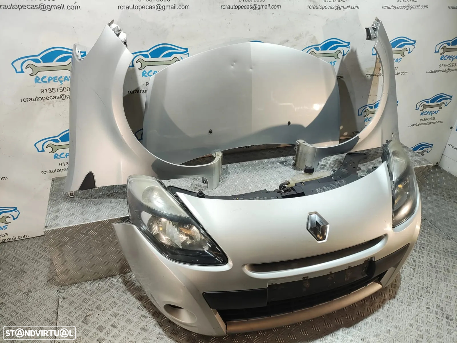 Frente Completa Renault Clio 3 Cinza - Mk3 Fase 2 - Parachoques | Farol | Simbolo | Guarda Lamas | Capo | Capot | Parachoque | Frontal | Guarda Lama | Farol | Radiador | Ventilador | Fibra - 3