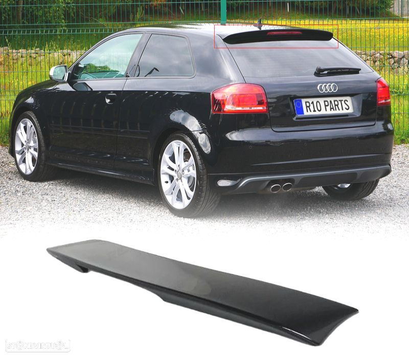 SPOILER AUDI A3 8P 03-11 LOOK S LINE S3 PRETO BRILHANTE - 1