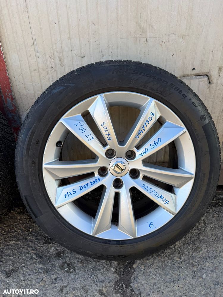 Set jante aliaj VOLVO V60, S60 an 2019-2024 cu cauciucuri allseason 225/50R17 dot 2024 ET40,5 ,5x108 - 2