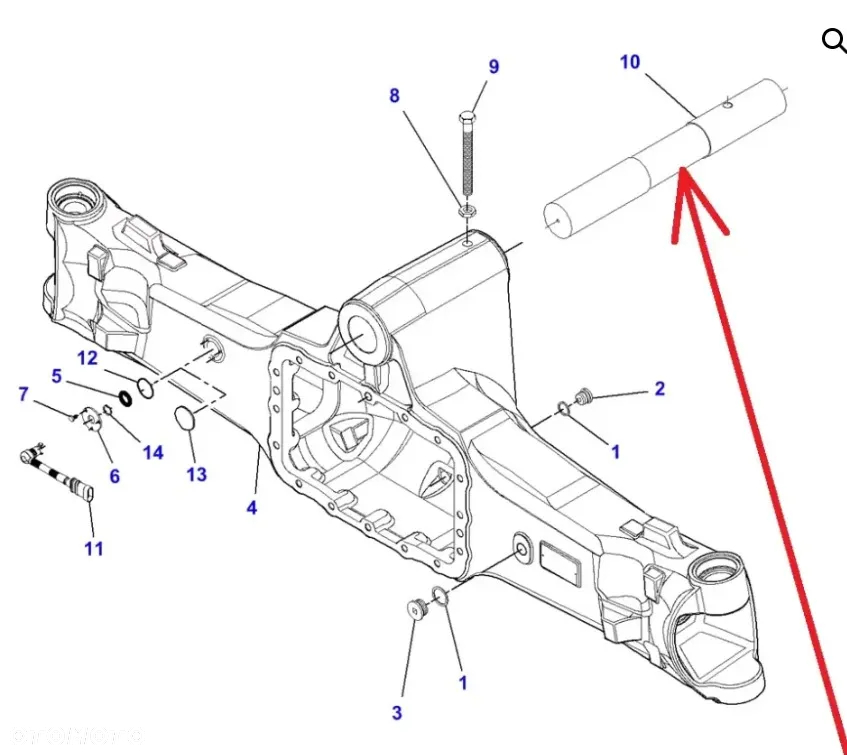 Sworzeń mocowania przedniej osi 7600103801 Massey Ferguson 7495 - 8