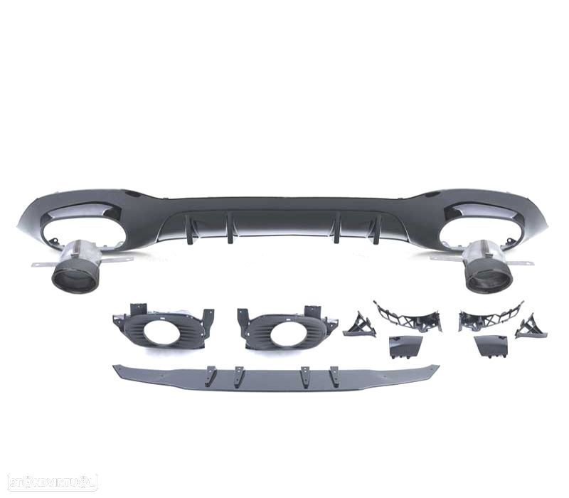 DIFUSOR MERCEDES CLASE A W177 18- LOOK AMG PRETO BRILHANTE + PONTEIRAS ESCAPE - 2