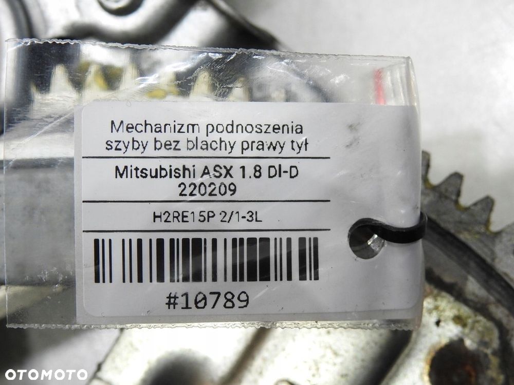 MECHANIZM SILNICZEK SZYBY PRAWY TYŁ MITSUBISHI ASX - 6