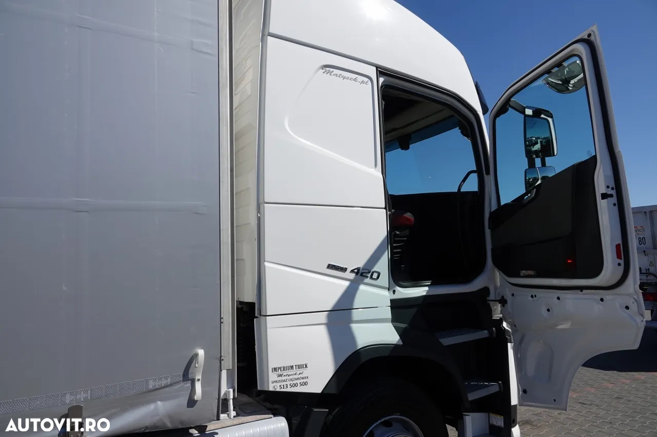 Volvo FH 420 / 4x2 / SOLÓWKA / CORTINA 9,10 M / I-PARK COOL / DHOLLANDIA ELEVATOR 2000KG / DUPA CONTRACTUL DE SERVICE - 36