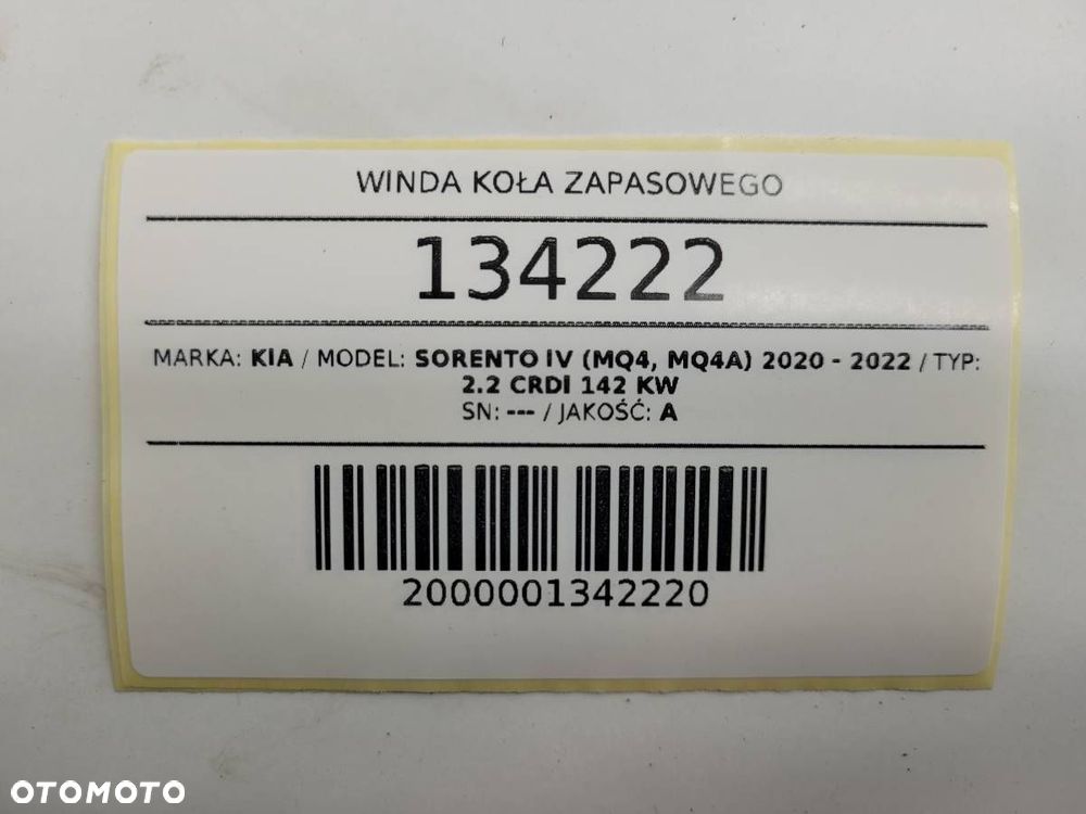 WINDA KOŁA ZAPASOWEGO KIA SORENTO IV MQ4 KOMPLET - 8
