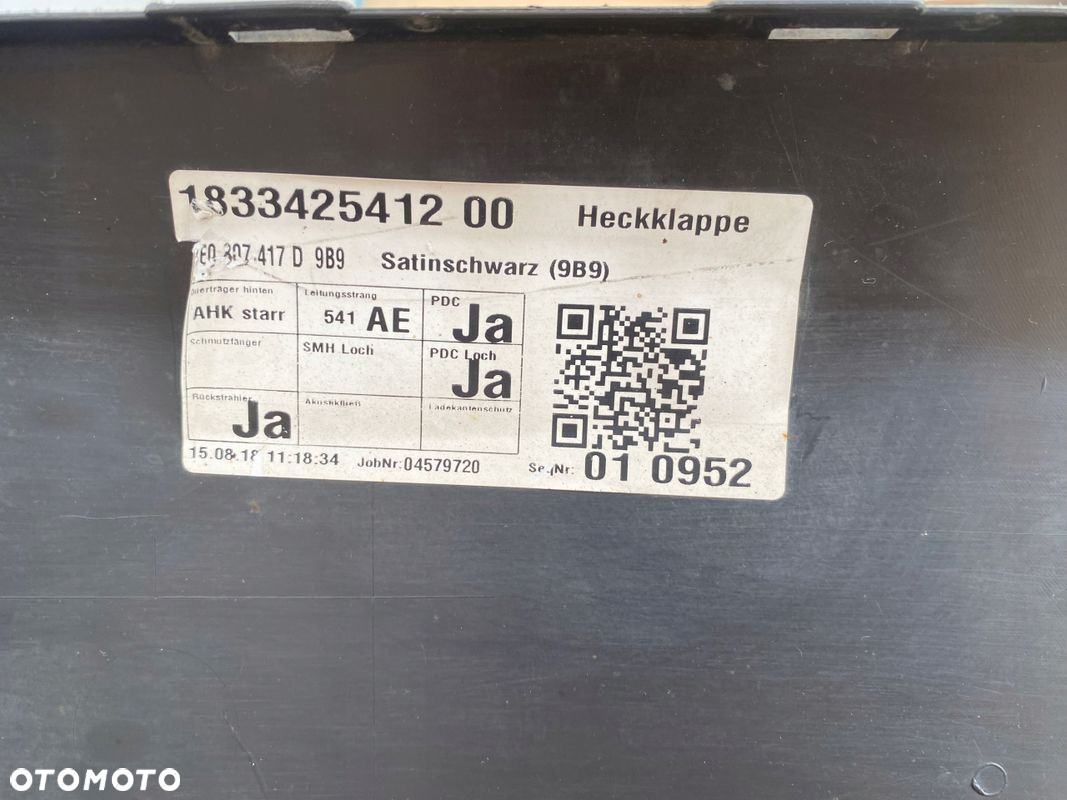 VW Transporter T6 15-zderzak tylny tył PDC SATINSCHWARZ wers. z KLAPĄ ORYG. - 12