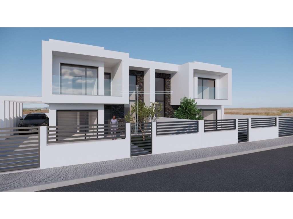 Moradia geminada T4, arquitetura contemporânea com parqueamento e p... - Grande imagem: 3/4