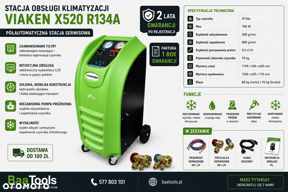 Stacja Obsługi Klimatyzacji VIAKEN X520 R134A – Profesjonalne Serwisowanie Klimatyzacji - 1