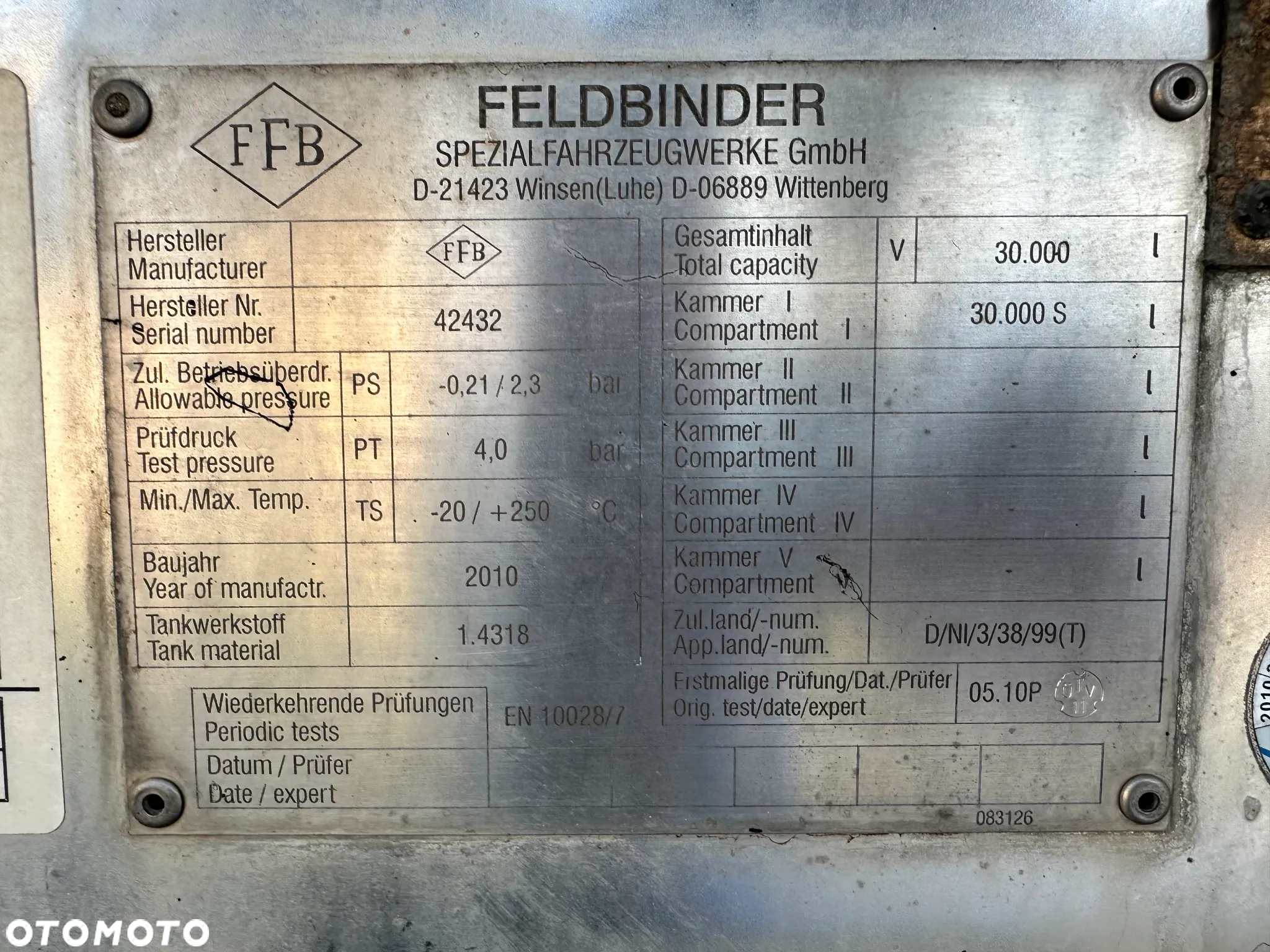 Feldbinder Cysterna Bitum Olej Opałowy Rzepakowy - 3