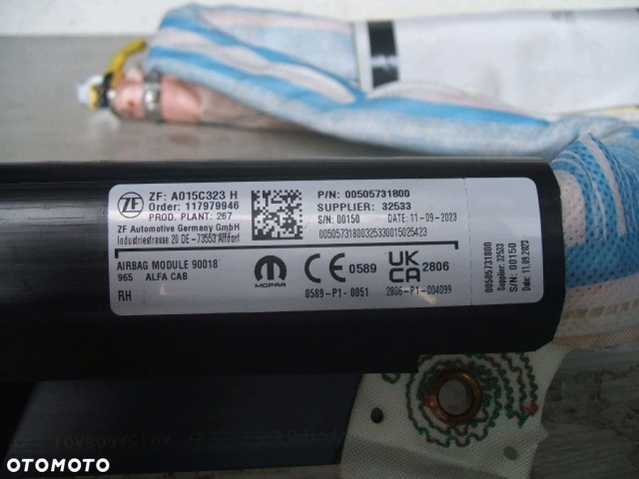 ALFA ROMEO TONALE KURTYNA AIRBAG PODUSZKA w FOTEL LEWA PRAWA 00505731800 - 8