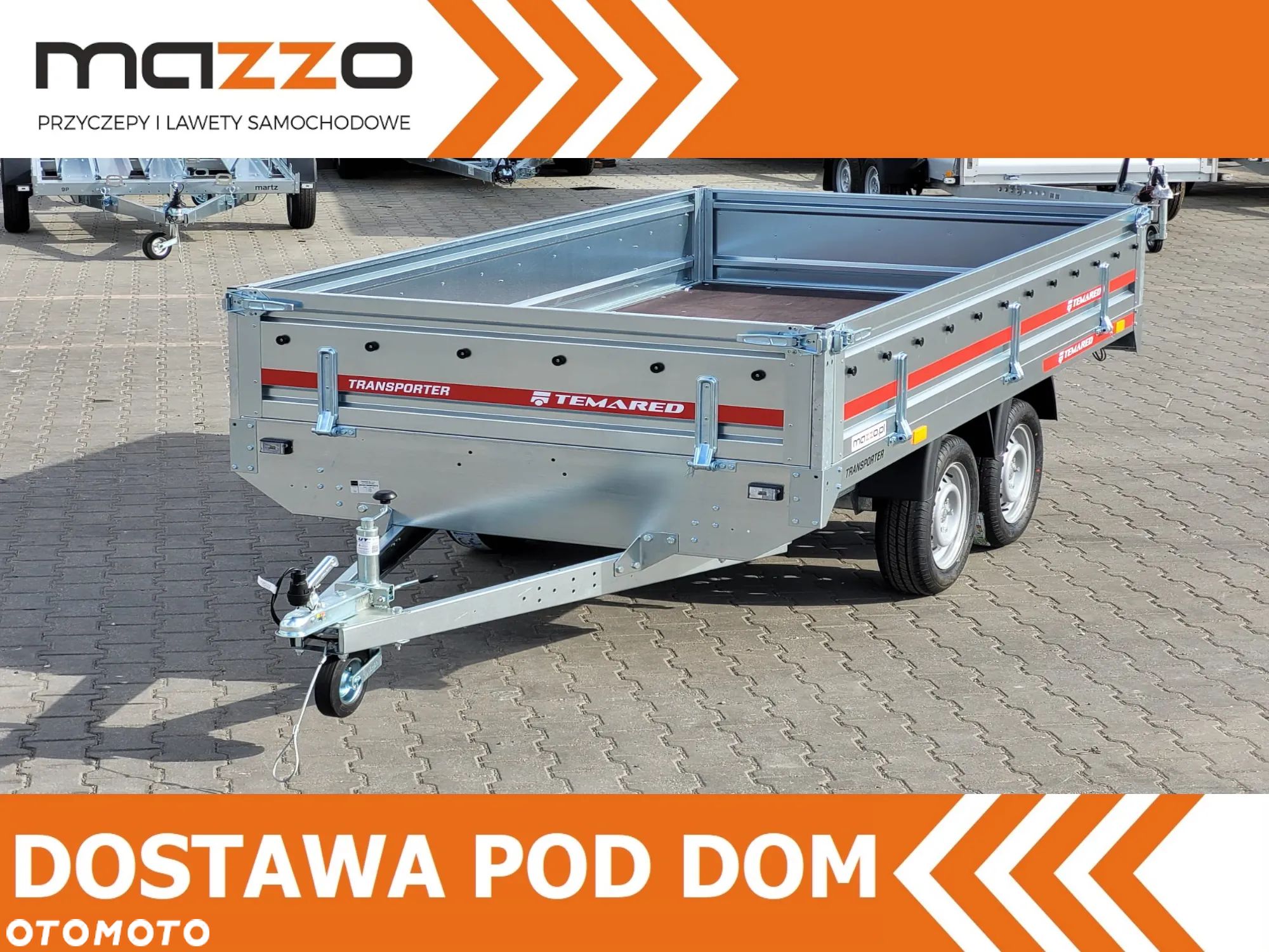 TEMARED DOSTAWA! Przyczepa platforma wym. 304x153x30 TRANSPORTER 3015/2, KOŁA POD SPODEM, wszystkie burty demontowalne, niehamowana, kat. B HIT! - 1