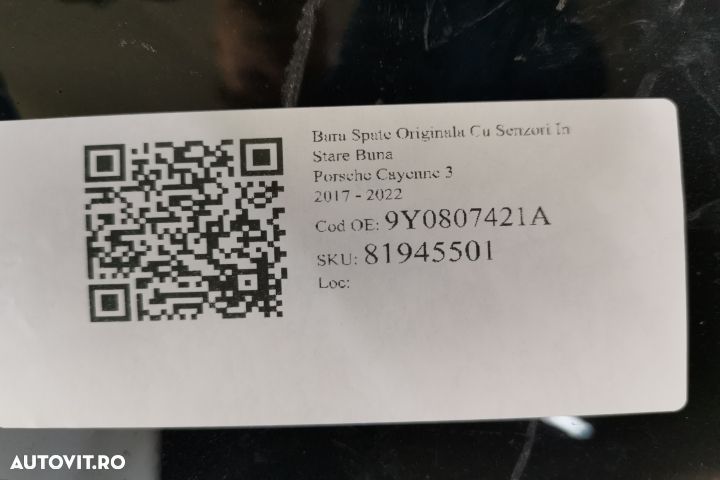 Bara Spate Originala Cu Senzori In Stare Buna Porsche  Cayenne  3 [201 - 7