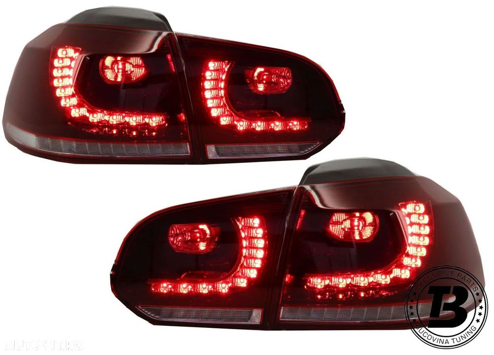 Stopuri Full LED compatibile cu VW Golf 6 VI R20 Cherry Red Design - 6