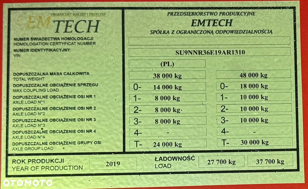 EMTECH Oś Podnoszona Skrętna Waga ODSTĘPSTWO - 6